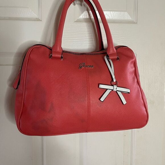 Guess bright orange satchel/Shoulder bag with gold tone hardwares. - Picture 4 of 16